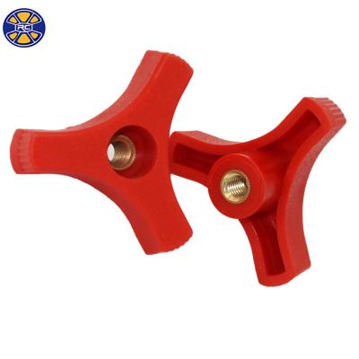 China Traditional Red Black Threaded Plastic Star Triangle Handle Knob for sale