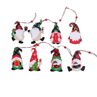 China Eco-friendly New Style Painted Wooden Santa Claus Christmas Tree Pendant Decorations For Party for sale