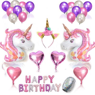 China Aluminum Foil Unicorn Party Supplies Set for Girls Birthday Party Decorations for sale