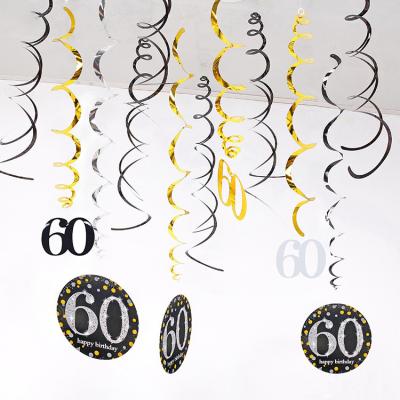 China Eco-friendly 18 Years Old 12 Pcs/Set PVC Happy Birthday Party Supplies Hanging Swirl Decoration for sale