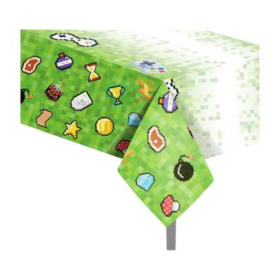 China Game Theme Party Disposable Eco-Friendly Tablecloth For Girls Boys Pixel Video Game Party Birthday Party Supplies Mining Decoration for sale