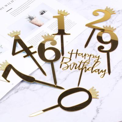 China Hot Sale 0-9 Materials 2021 Cute Crown Number Cake Topper Eco-friendly Topper Birthday Party Decoration Cake Topper for sale