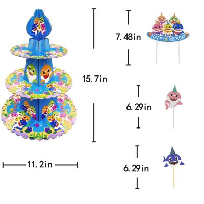 China Wholesale Price Cute Shark Cake Topper Paper Decoration Set Party Supplies For Boy Birthday Party for sale