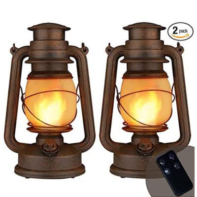 China 2 Packs Traditional Hanging Camping Lanterns Flame Tent Light LED Vintage Flickering Lantern for sale