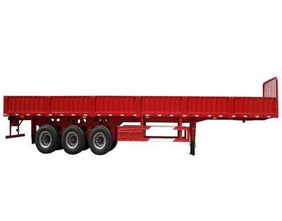 China Automatic And Unloading Truck Trailer Flat Bed Trailer 40Ft 20Ft Cargo Trailer Crane For Sale for sale