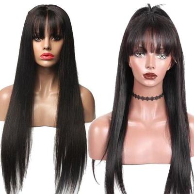 China Good price silky straight wave hair lace front wigs new product lace front wigs with raw hair bangs brazilian wigs hair sellers yes for sale