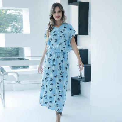 China Soft Women's Cotton Pajamas Summer Sleepwear V-Neck Nightgown Polyester Women Sleepwear Sexy QUICK DRY Nightgown Robes for sale