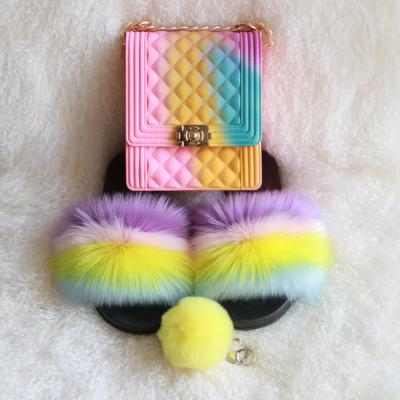 China New Fashion Trend Designer Hot Sale Women Girls Faux Fur Slips Jelly Cross - Body Bag for sale