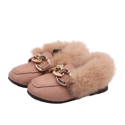 China 2021 New Design Thermal Shoes Best Selling Quality Kids Fur Upper Running Leather Shoes for sale