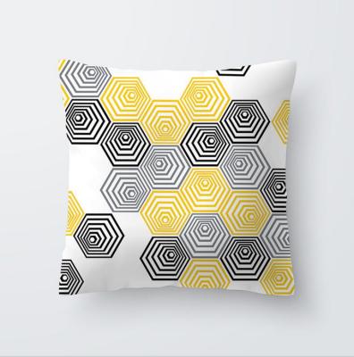 China Wholesale Simple Geometric Yellow Decorative Home Decorative Pillow Cases Microfiber Sofa Cushion Cover for sale