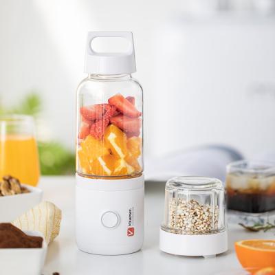 China Outdoor OEM LOGO Portable 2 in 1 Portable Mini Blender Rechargeable Electric Mini Fruit Blender Juicer Machine Ready To Ship for sale