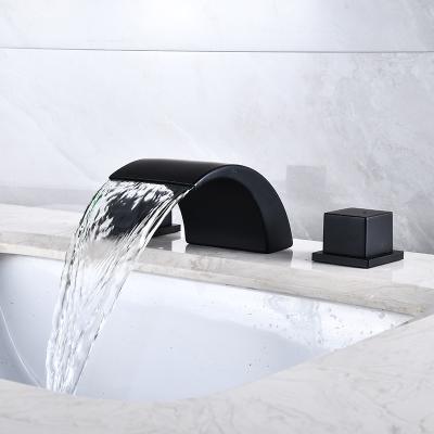 China New Design Two-Handle Basin Faucets Metered Independent Waterfall Outlet With Constant Temperature Light for sale