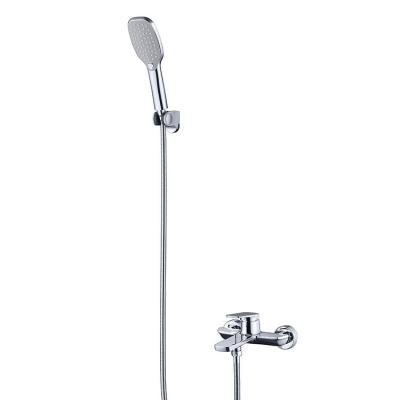 China With Sliding Bar Tubing Bathroom Fitting Chrome Swivel Bath Shower Wall Mounted Rainfall Fall Taps Faucet Set for sale