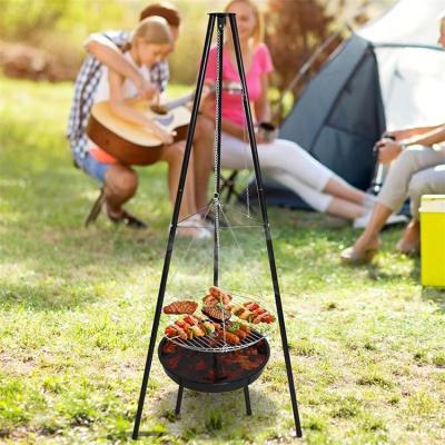 China Outdoor Portable Outdoor Fire Stove Camping Grill Tripod BBQ Grill Stove Hanging BBQ Grills for sale