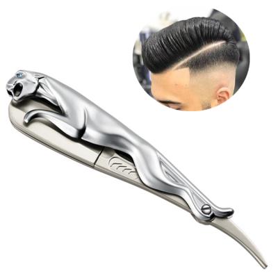 China Wholesale Folding Straight Shaving Razor Single Blade Folding Shaving Knife Cheetah Metal Handle Straight Razor Holder Handle for sale