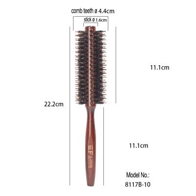 China Professional Salon 100% Hairdresser 8117B-10 Boar Bristle Natural Wood Round Hair Straight Brush Circle Hair Comb for sale