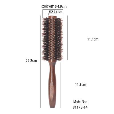 China Professional Salon 100% Hairdresser 8117B-14 Boar Bristle Natural Wood Round Hair Straight Brush Circle Hair Comb for sale