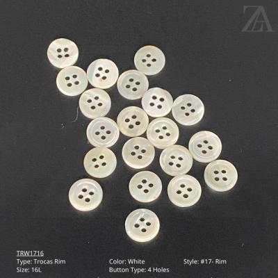 China #17 - Rim Acceptable Rts Trocas White 4 Holes 14l 16l Rim Round Shell Buttons For Shirt for sale