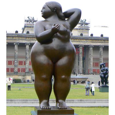 China Europe Outdoor Garden Fat Woman Lady Antique Bronze Standing Statues for sale