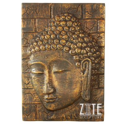 China Indoor Craft Europe Decoration Metal Bronze Buddha Face Relief Sculpture for sale