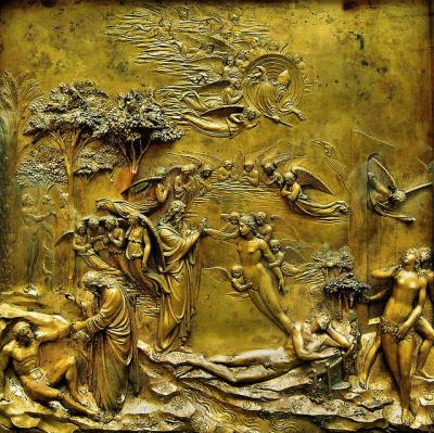 China Paradise Ghiberti Naked Wall Relief Sculpture Europe Copper Decoration Bronze Doors for sale