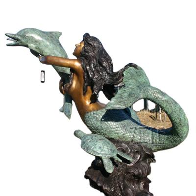 China Europe Outdoor Metal Art Outdoor Metal Large Mermaid Water Fountain Sea-Household Life Size Bronze Statue for sale