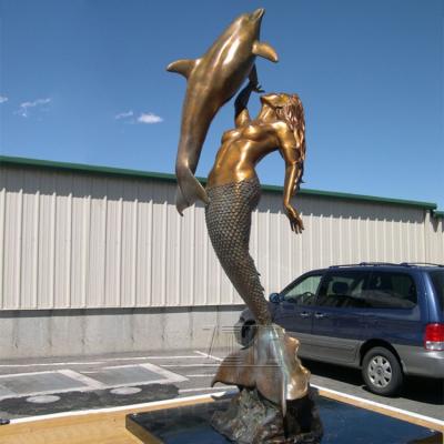 China High quality life size bronze mermaid and dolphin fountain statues from Europe for sale