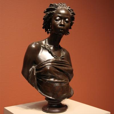 China Europe Arts Metal Figure Girl Bronze Sculpture Life Size African Woman Bust Statue for sale