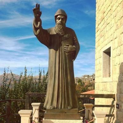 China Bronze Saint Charbel Europe Religious Life Size Sculpture Statue for sale