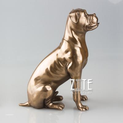 China Europe Customized Bronze Animal Sculpture Life Size Boxer Dog Statues for sale