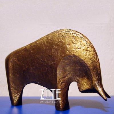 China Abstract Bull Bronze Sculpture Europe Art Metal Animal Statues Small for sale