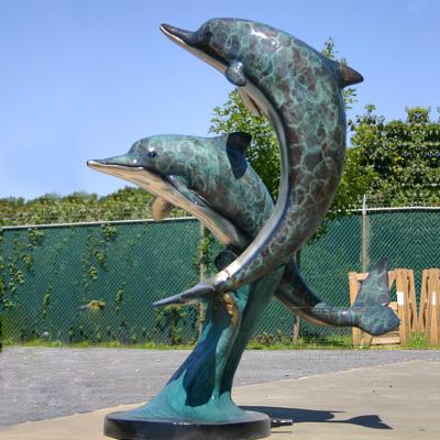 China Europe Hot Selling High Quality Outdoor Life Size Brass Dolphin Statues for sale