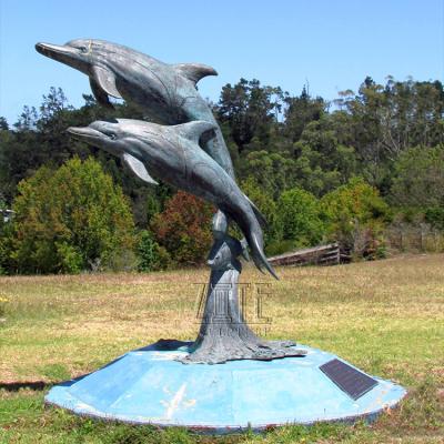 China Europe New Products Outdoor Life Size Bronze Dolphin Statues for sale