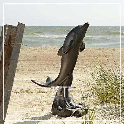 China Europe Hot Sale Outdoor Life Size Animal Statues Bronze Dolphin Sculpture for sale