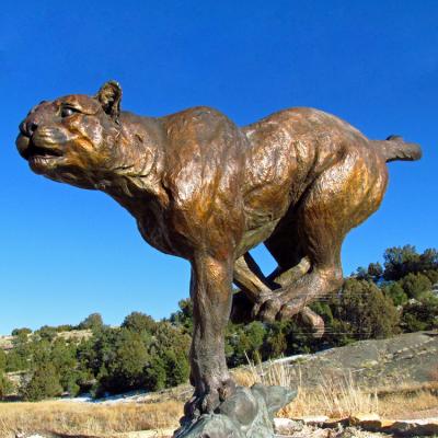 China Europe large outdoor garden leopard sculpture bronze brass gold statue for sale