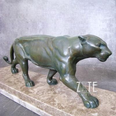 China Bronze Panther Sculpture Europe Hot Sale Outdoor Small Animal Statue for sale