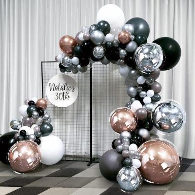 China Party Props Top To Grade Metallic Black Silver White Balloon Home Graduation Party Decorations Birthday Double Stuffed Balloon Garland for sale