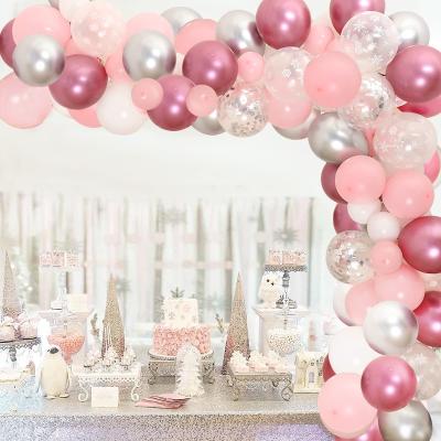 China Top Pink and Silver Garland Winter Wonderland Party Decorations Party Props Grade Snowflake Balloon for 1st Birthday or Baby Shower Baby for sale