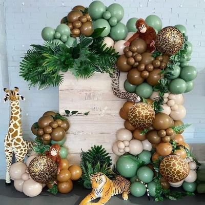 China Garland Arch Set Olive Brown Leopard Print Birthday Decoration Balloon Chain Set Festival Decoration Jungle Balloon New for sale