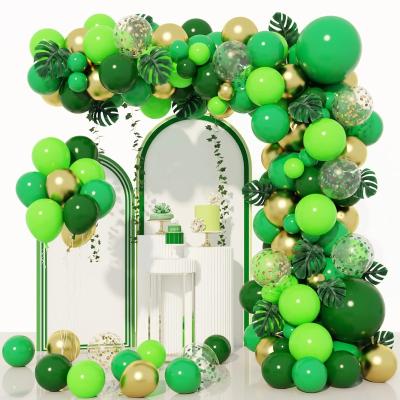 China Top Balloon Garland Arch Kit Green Jungle Confetti 159pcs Baby Shower Birthday Party Balloons Decoration for Safari Tropical Theme Birthday Party for sale