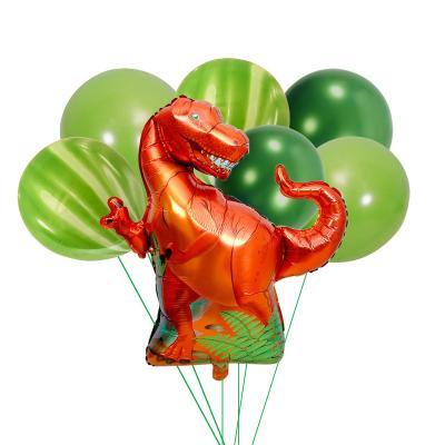 China Latex/Aluminum and Marble Top Grade Dinosaur Shaped Foil Balloon Balloons Forest Green Balloons Ribbon and Straw Included for sale