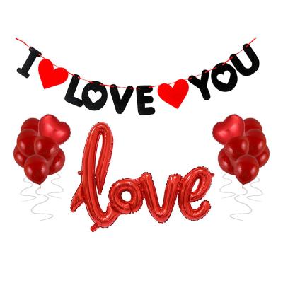 China Category 1 valentines banner heart shaped balloon foil top kit I LOVE YOU romantic letter balloon for valentines day decorations for sale