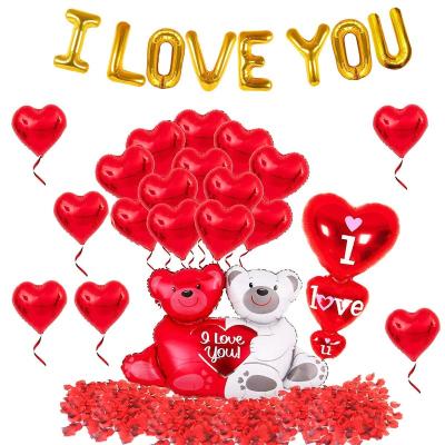 China Category Valentine Decorations Balloons I Love You Foil Topper Kit PcsSilk 1000 Rose Petals Wedding Flower Heart Balloons for sale