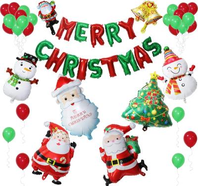 China Foil Top Grade Christmas Decorations Balloon Christmas Banner Christmas Tree Snowman Balloons Set And Merry Christmas for sale