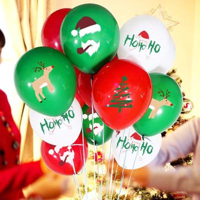 China Top Grade Party Props 50 Pieces Christmas Latex Balloons 12 Inch Red Green White Balloons For Christmas Party Decorations for sale