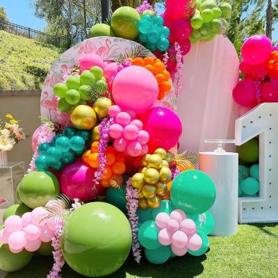 China Tropical Balloon Kit Orange Gold Balloons Garland Kit 18Inch Olive Green Arch Hot Pink Festival Decoration Top Grade Flamingo Balloon for sale