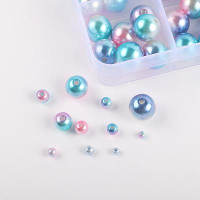 China Imitation Pearl 15 Grids With Holes Round Plastic Pearl Set Color Magic Pearl Necklace Beading Material for sale