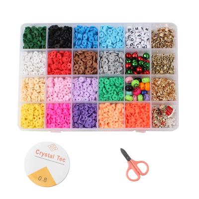 China The 3400 Pcs Ceramic Round Flat Spacer Clay Beads Kit, Christmas Smiley Beads Bell Charm Dependent Bead Kits for sale