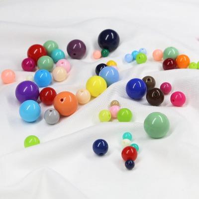 China Plastic Bea DIY Bea Material Round Acrylic Bea Handmade Loose DIY Accessories 6/8/10mm Solid Color For Jewelry Making for sale