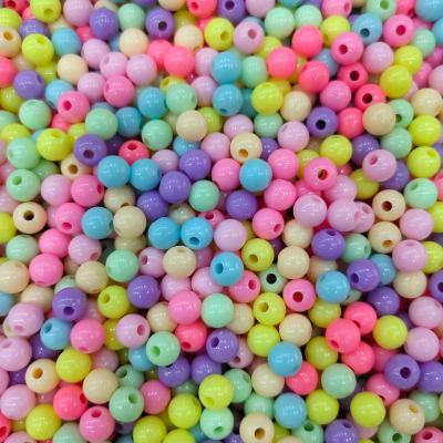 China Acrylic Solid Color Bea 6MM 8MM 10MM Beaded Plastic Bea Straight Hole for sale